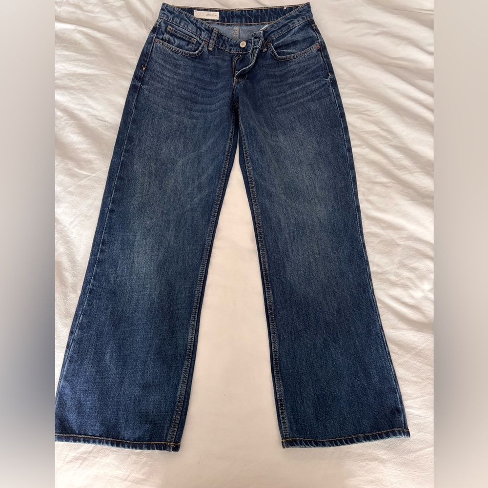 Zara TRF LOW RISE WIDE LEG - Classic Blue Women's Jeans baggy